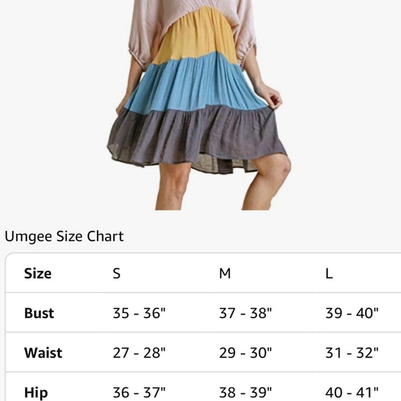 NWT Umgee Color Block Deep V Tied Back Tiered Mini Dress sz L Boho Beachy Gypsy - Picture 15 of 15